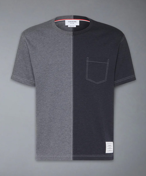 T-31734<br><b>THOM BROWNE</b><br>펀믹스 콘트래스트 스티칭 숏 슬리브 티셔츠</b><br>[매장가-80만원대]