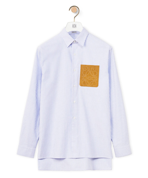 S-5734<br><b>LOEWE</b><br>스트라이프 로고 패치 코튼 셔츠</b><br>[매장가-130만원대]