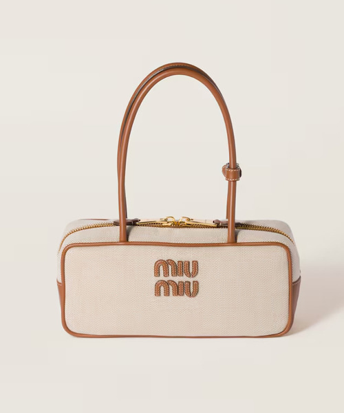 A-44300<br><b>MIU MIU</b><br>캔버스 및 가죽 보 백</b><br>[매장가-400만원대]