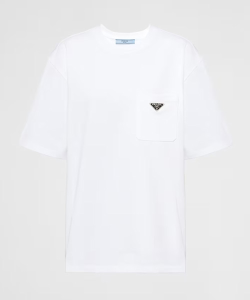 T-31821<br><b>PRADA</b><br>삼각로고 패치 저지 코튼 티셔츠</b><br>[매장가-130만원대]