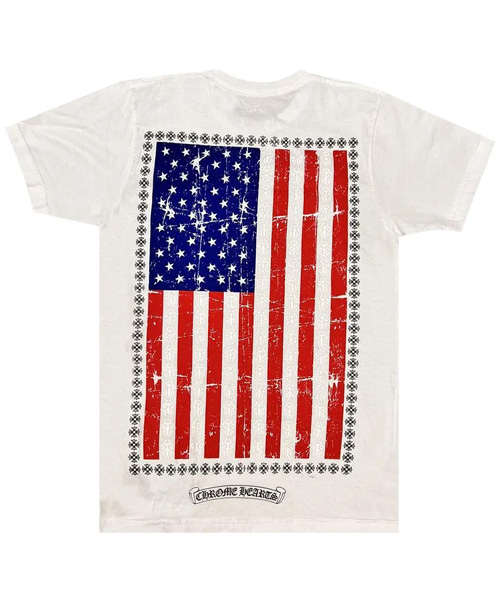 T-31873<br><b>CHROME HEARTS</b><br>USA 플래그 숏 슬리브 코튼 티셔츠</b><br>[매장가-80만원대]