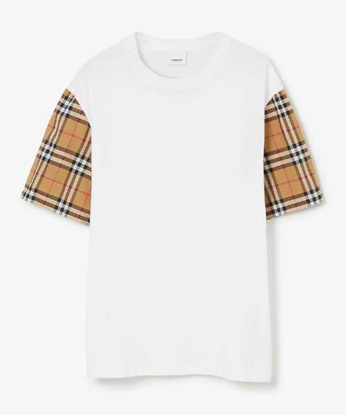 T-31846<br><b>BURBERRY</b><br>체크 슬리브 코튼 티셔츠</b><br>[매장가-70만원대]