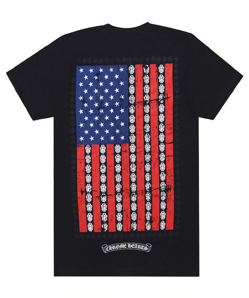 T-31874<br><b>CHROME HEARTS</b><br>USA 플래그 숏 슬리브 코튼 티셔츠</b><br>[매장가-80만원대]