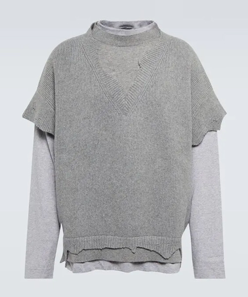 T-31926<br><b>GIVENCHY</b><br>컷 & 레이어드 울 코튼 스웨터</b><br>[매장가-300만원대]