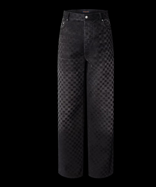 P-16481<br><b>LOUIS VUITTON</b><br>플록드 다미에 데님 와이드 레그 팬츠</b><br>[매장가-300만원대]