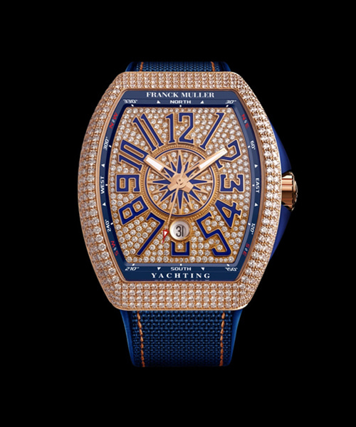 A-44749<br><b>FRANCK MULLER</b><br>뱅가드 요팅 블루 다이얼 다이아몬드 패브릭 스트랩</b><br>[매장가-9500만원대]