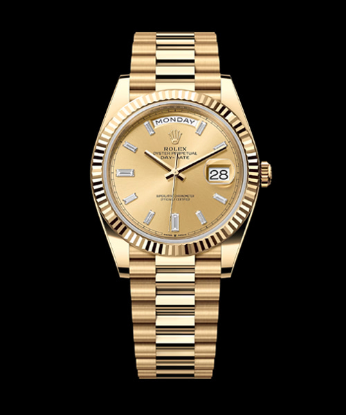 A-44855<br><b>ROLEX</b><br>데이 데이트 40 옐로우 골드</b><br>[매장가-6300만원대]