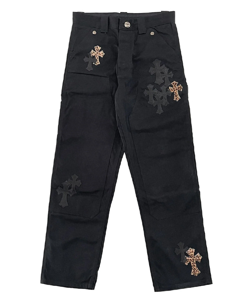 P-16544<br><b>CHROME HEARTS</b><br>레오파드 가죽 크로스 패치 데님 팬츠</b><br>[매장가-1600만원대]