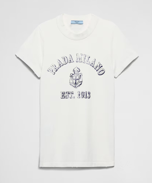 T-32003<br><b>PRADA</b><br>로고 프린트 저지 코튼 티셔츠</b><br>[매장가-170만원대]