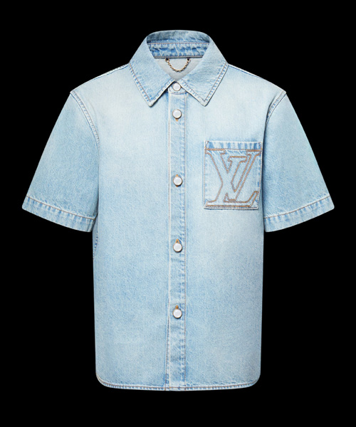 S-5814<br><b>LOUIS VUITTON</b><br>로고 자수 숏 슬리브 데님 셔츠</b><br>[매장가-180만원대]