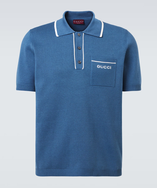 T-32095<br><b>GUCCI</b><br>로고 자수 실크 & 코튼 폴로셔츠</b><br>[매장가-240만원대]