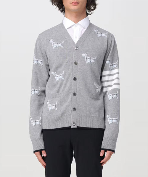 JK-25024<br><b>THOM BROWNE</b><br>울 4-바 브이넥 헥터 가디건</b><br>[매장가-270만원대]