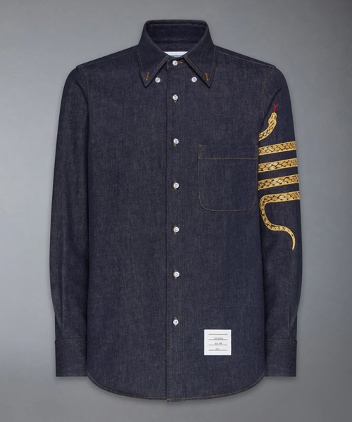 S-5866<br><b>THOM BROWNE</b><br>루나 뉴 이어 스트레이트 핏 데님 셔츠</b><br>[매장가-160만원대]