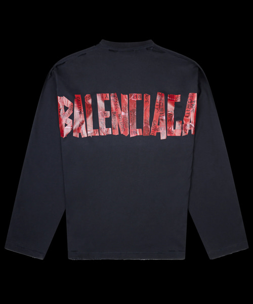 T-32143<br><b>BALENCIAGA</b><br>시큐리티 테이프 롱 슬리브 코튼 티셔츠</b><br>[매장가-130만원대]