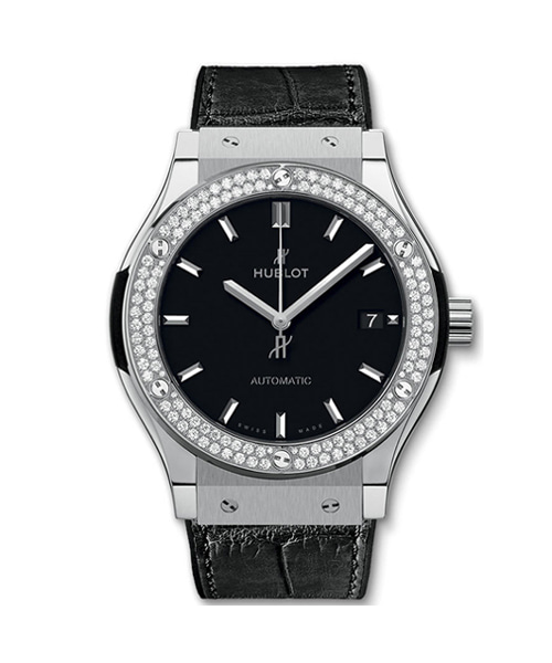 A-45206<br><b>HUBLOT</b><br>클래식 퓨전 크로노그래프 티타늄 다이아몬드</b><br>[매장가-2300만원대]