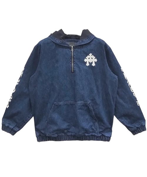 JK-25041<br><b>CHROME HEARTS</b><br>레더 세메터리 트리플 크로스 데님 쿼터 집업 자켓</b><br>[매장가-800만원대]