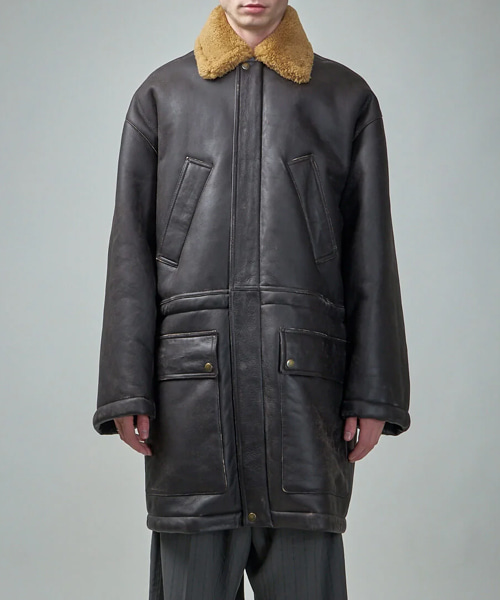 JK-25043<br><b>BALENCIAGA</b><br>시어링 칼라 가죽 코트</b><br>[매장가-2000만원대]