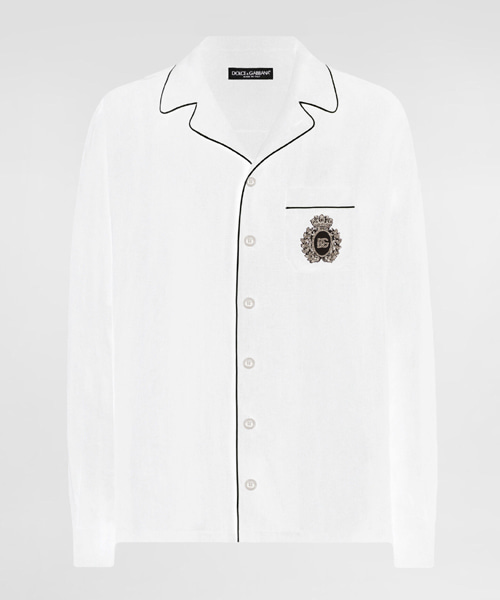 S-5915<br><b>DOLCE & GABBANA</b><br>휘장 장식 리넨 배너티 셔츠</b><br>[매장가-220만원대]