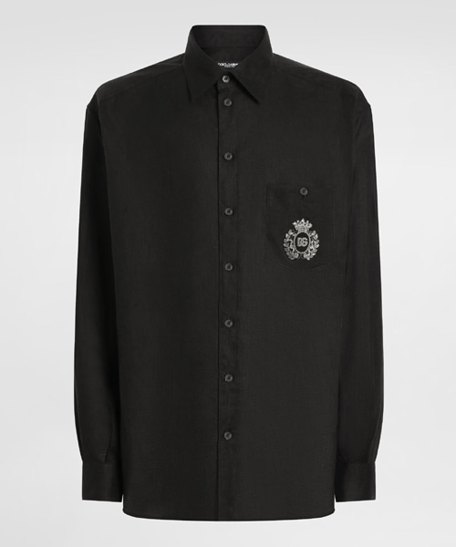 S-5918<br><b>DOLCE & GABBANA</b><br>휘장 패치 리넨 셔츠</b><br>[매장가-160만원대]