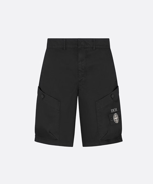 P-16750<br><b>DIOR x STONE ISLAND</b><br>블랙 코튼 블렌드 새틴 버뮤다 쇼츠</b><br>[매장가-360만원대]