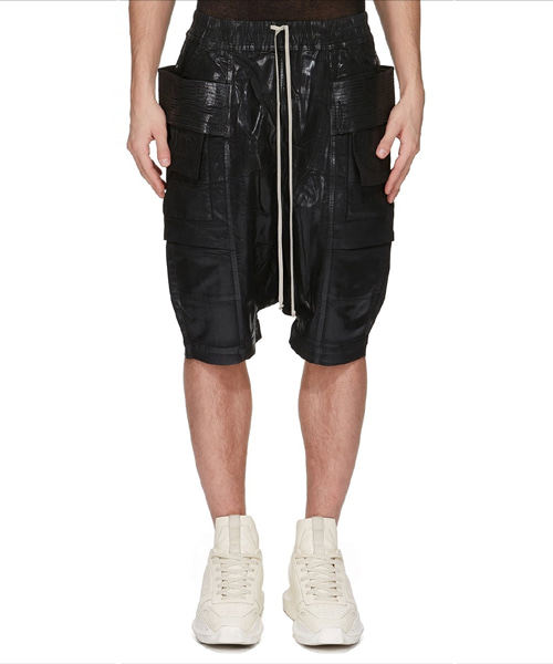 P-16770<br><b>RICK OWENS</b><br>코팅 밴딩 와이드 쇼츠</b><br>[매장가-120만원대]